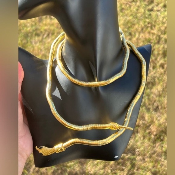 Serpent multi  Gold Snake Necklace - Picture 3 of 10